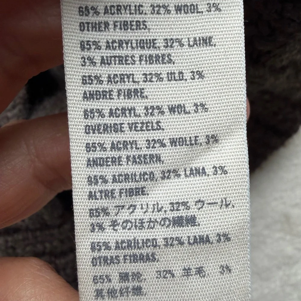 Abercrombie & Fitch Y2K XS Brown Wool Blend Shawl Collar Chunky Knit Sweater